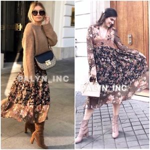 ❤️NWT ZARA FLORAL PRINT MIDI DRESS PUFF-SLEEVES